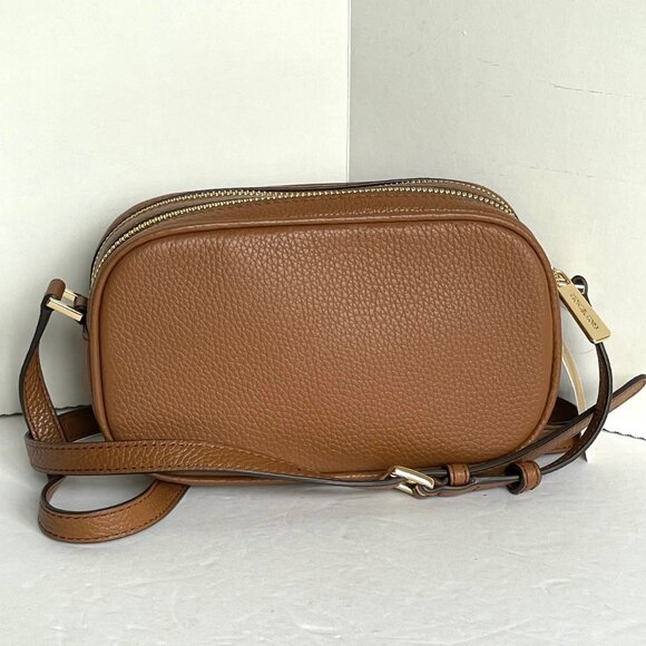 Michael Kors Fulton Small Double Zip Leather Crossbody Bag Brown - Picture 12 of 13